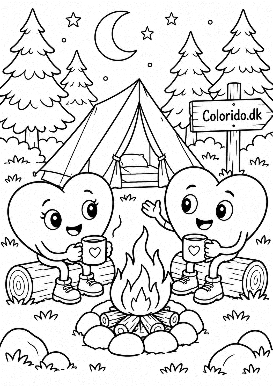 To hjerter på hyggelig campingtur