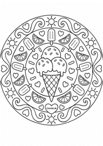 Sommer-mandala med isvaffel og ispinde