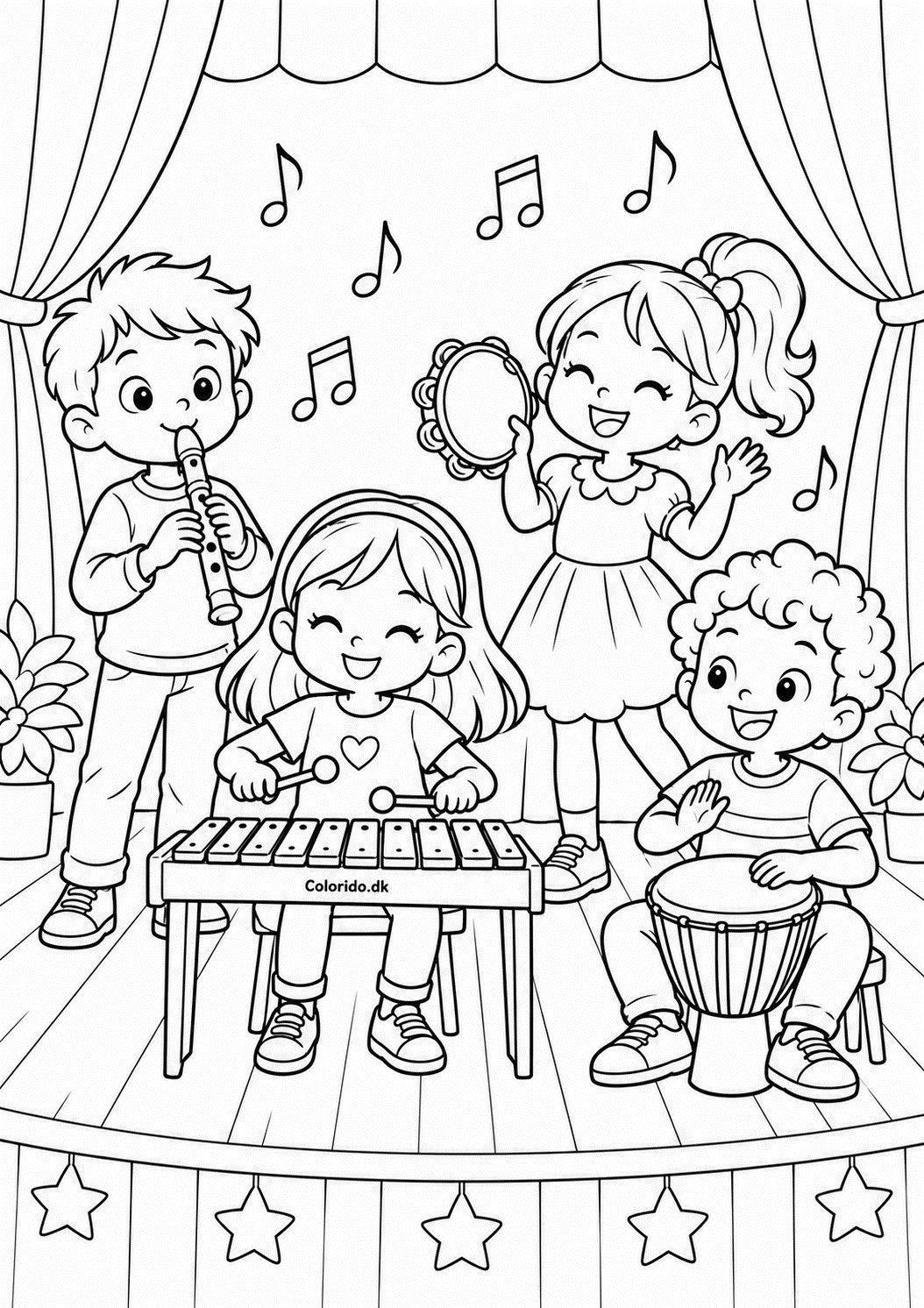 Lille skoleorkester – musikalsk tegning til print