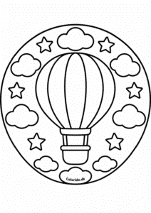Luftballon-mandala med skyer og stjerner til print