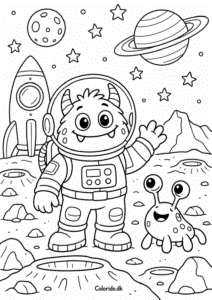 Monster som astronaut på en fremmed planet