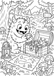 Monster finder en skat i eventyrskoven