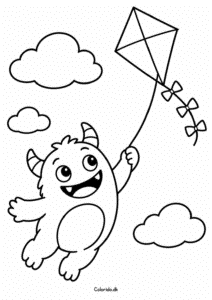 Monster flyver med drage blandt skyer