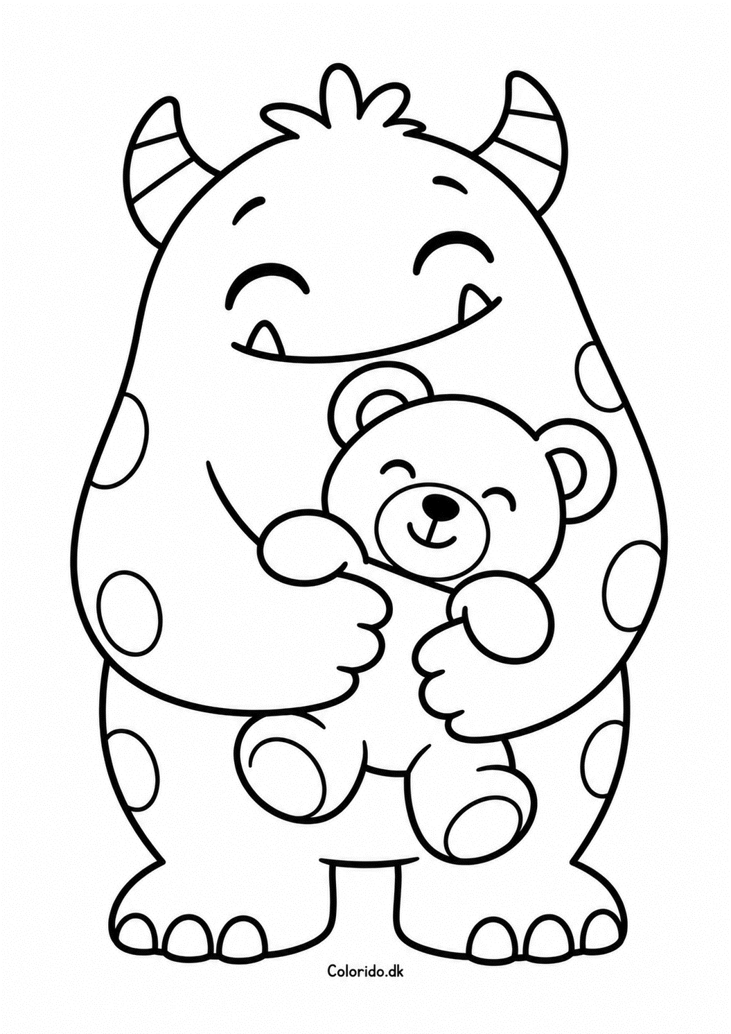Sødt monster krammer sin bamse