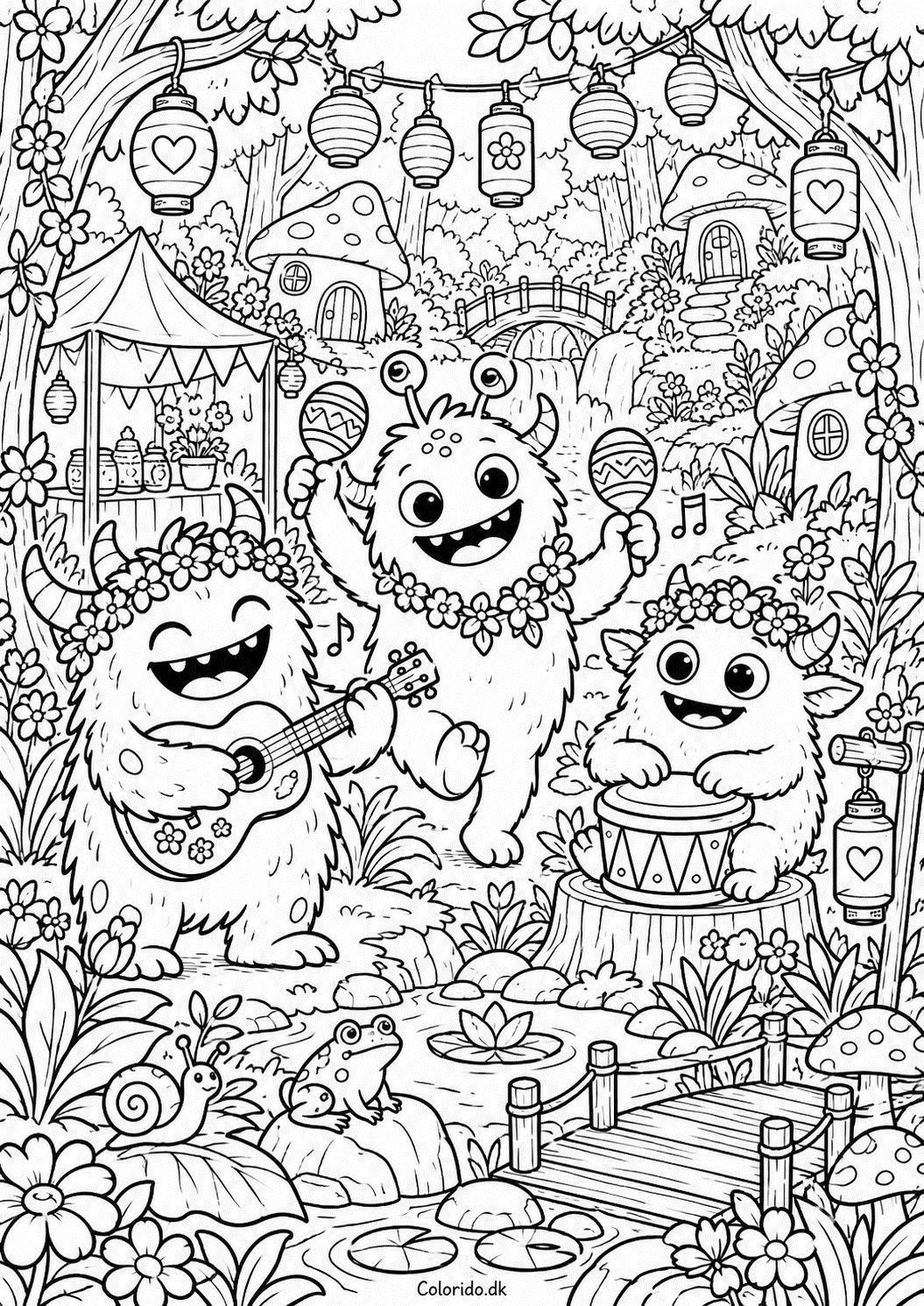 Monsterfestival i en detaljeret eventyrskov