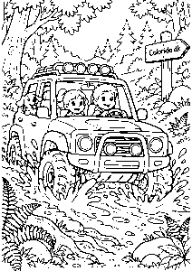 Offroad-bil kører gennem mudder – malebillede