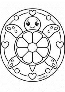 Skildpadde-mandala til print og farvelægning