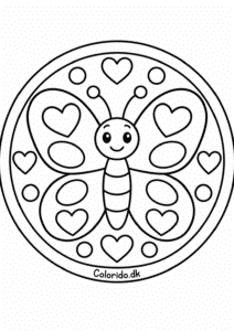 Sød sommerfugl-mandala – gratis tegning