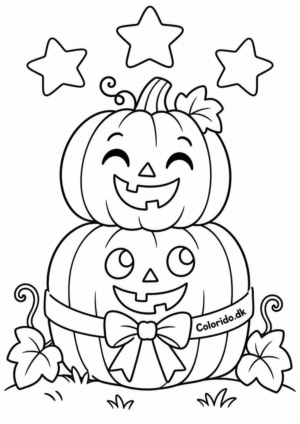 To stablede Halloween-græskar til farvelægning