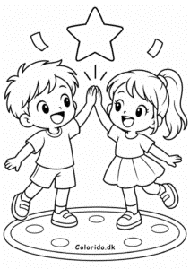 To manga-venner giver high five – nem tegning
