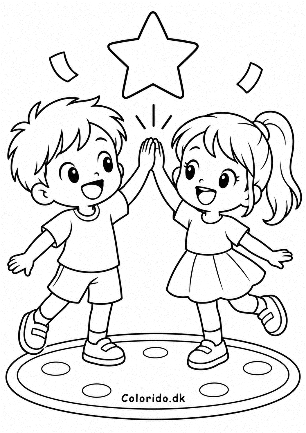 To manga-venner giver high five – nem tegning