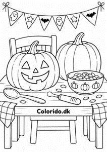 Udskæring af Halloween-græskar – malebogstegning