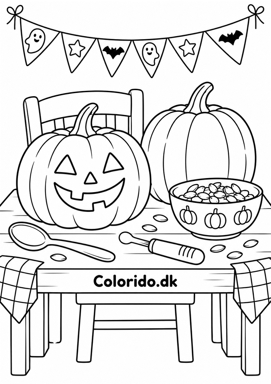 Udskæring af Halloween-græskar – malebogstegning