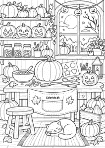 Værksted med Halloween-græskar – svær tegning
