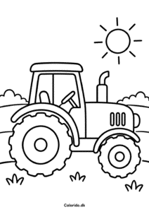 Stor traktor på marken – enkel tegning til print