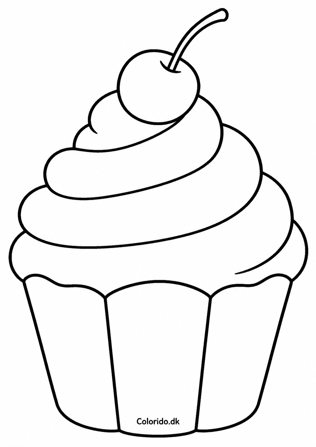 Cupcake med kirsebær – gratis kagetegning