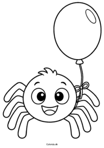 Edderkop med ballon – gratis tegning til små børn