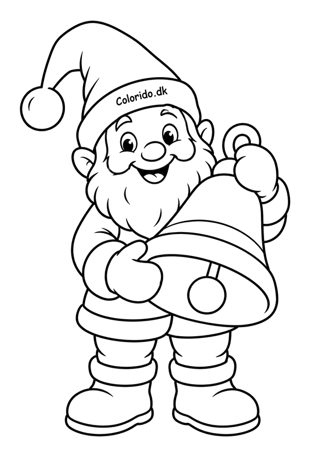 Glad nisse med juleklokke til farvelægning