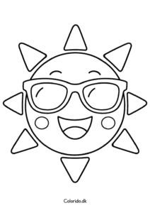 Sol med solbriller – gratis tegning til de mindste