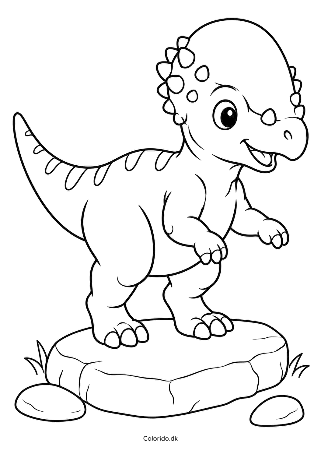 Pachycephalosaurus på sten – gratis tegning til print
