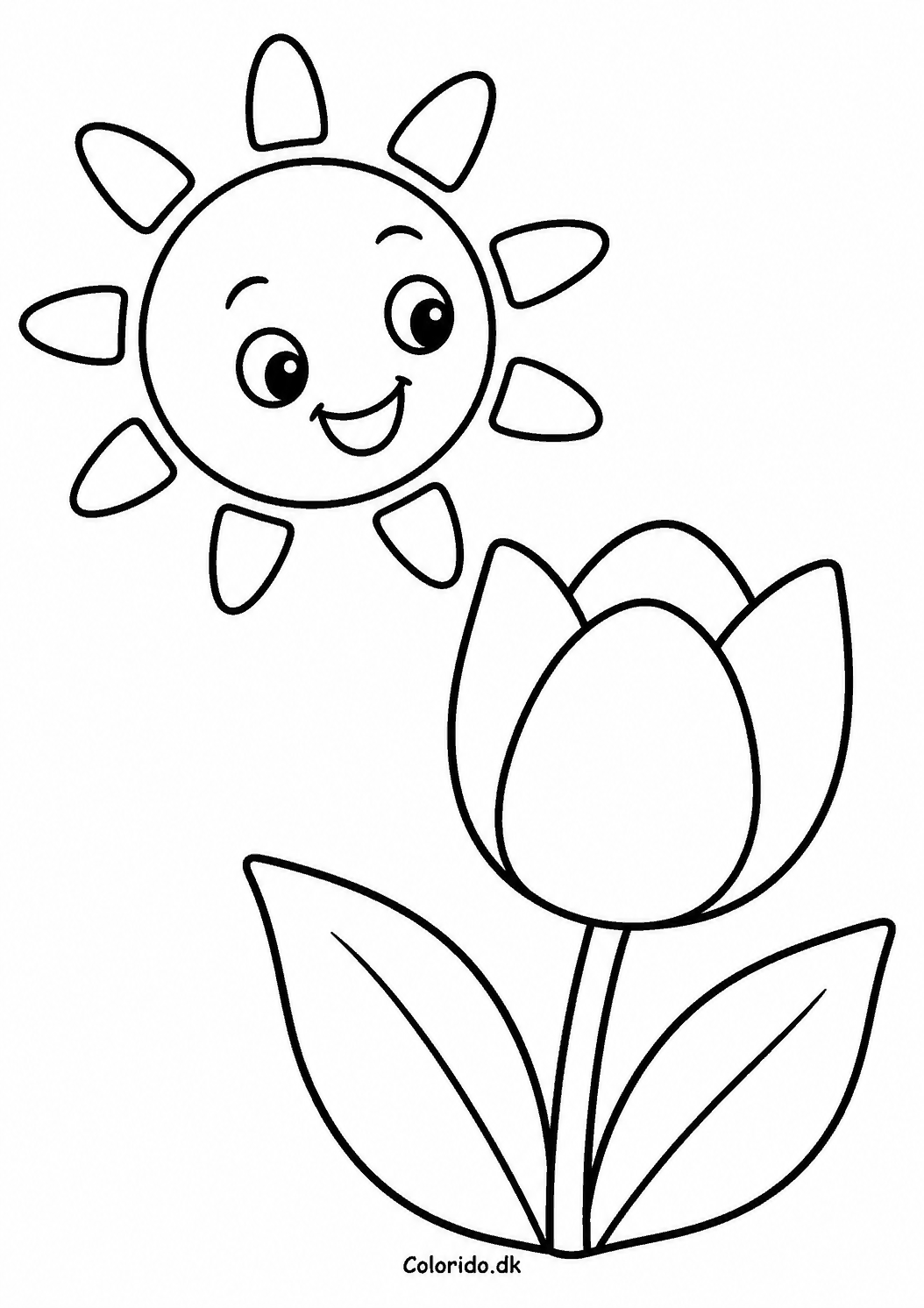 Sød sol og en tulipan til farvelægning