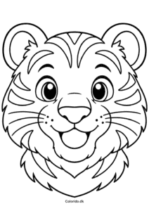 Tigerhoved med runde ører – tegning til de mindste