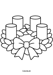 Adventskrans med fire tykke lys til print
