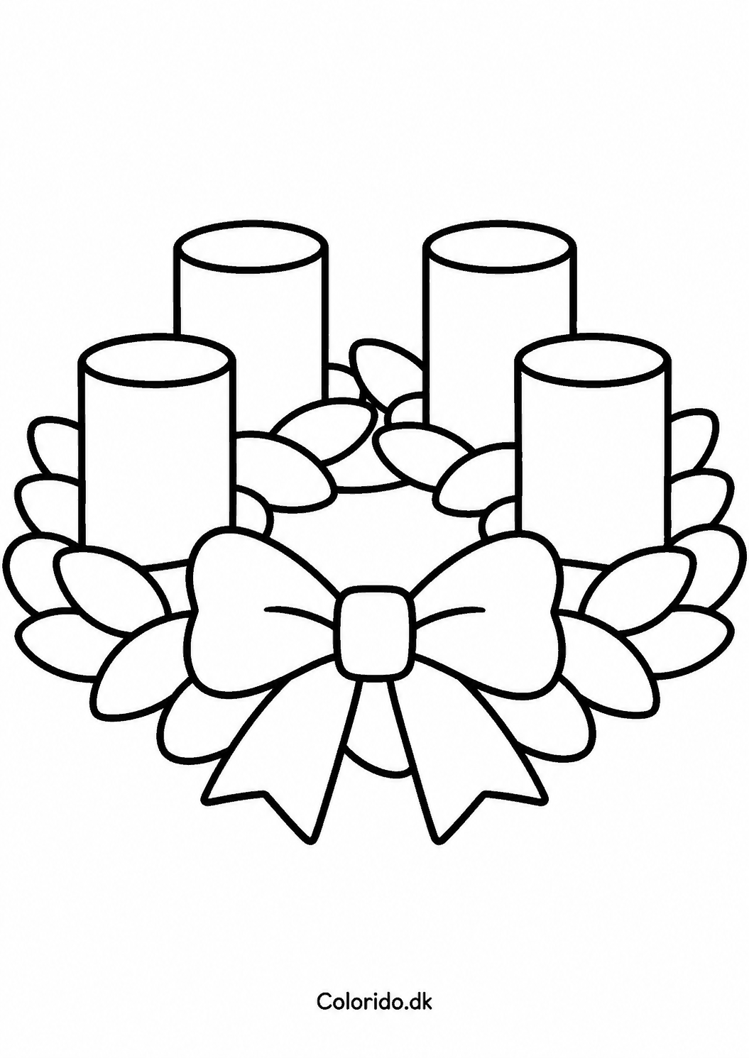 Adventskrans med fire tykke lys til print