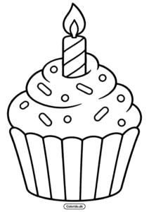 Cupcake med lys – fødselsdagstegning til de mindste