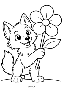Ulv med en stor blomst – nem farvelægning