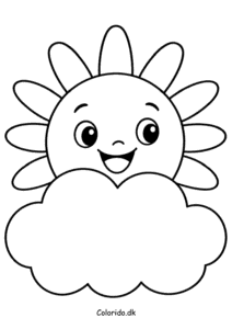 Sol bag en sky – malebogstegning til 3-årige