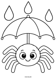 Edderkop under paraply – let tegning for børn