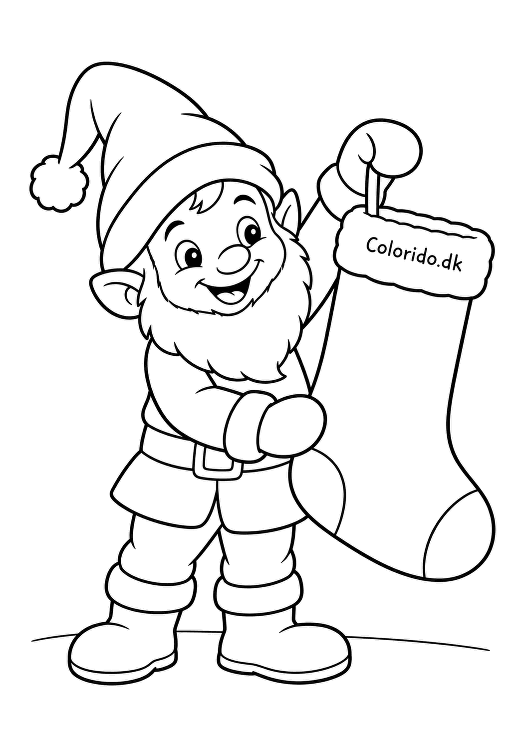 Lille nisse med julesok til farvelægning