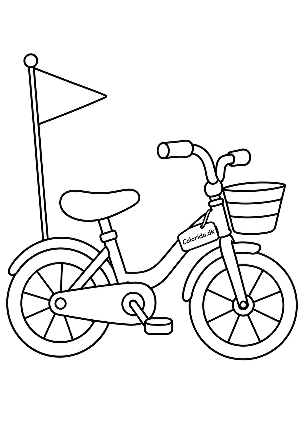 Cykel med vimpel – gratis tegning til print
