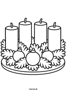 Adventskrans på et fad – nem tegning for de mindste