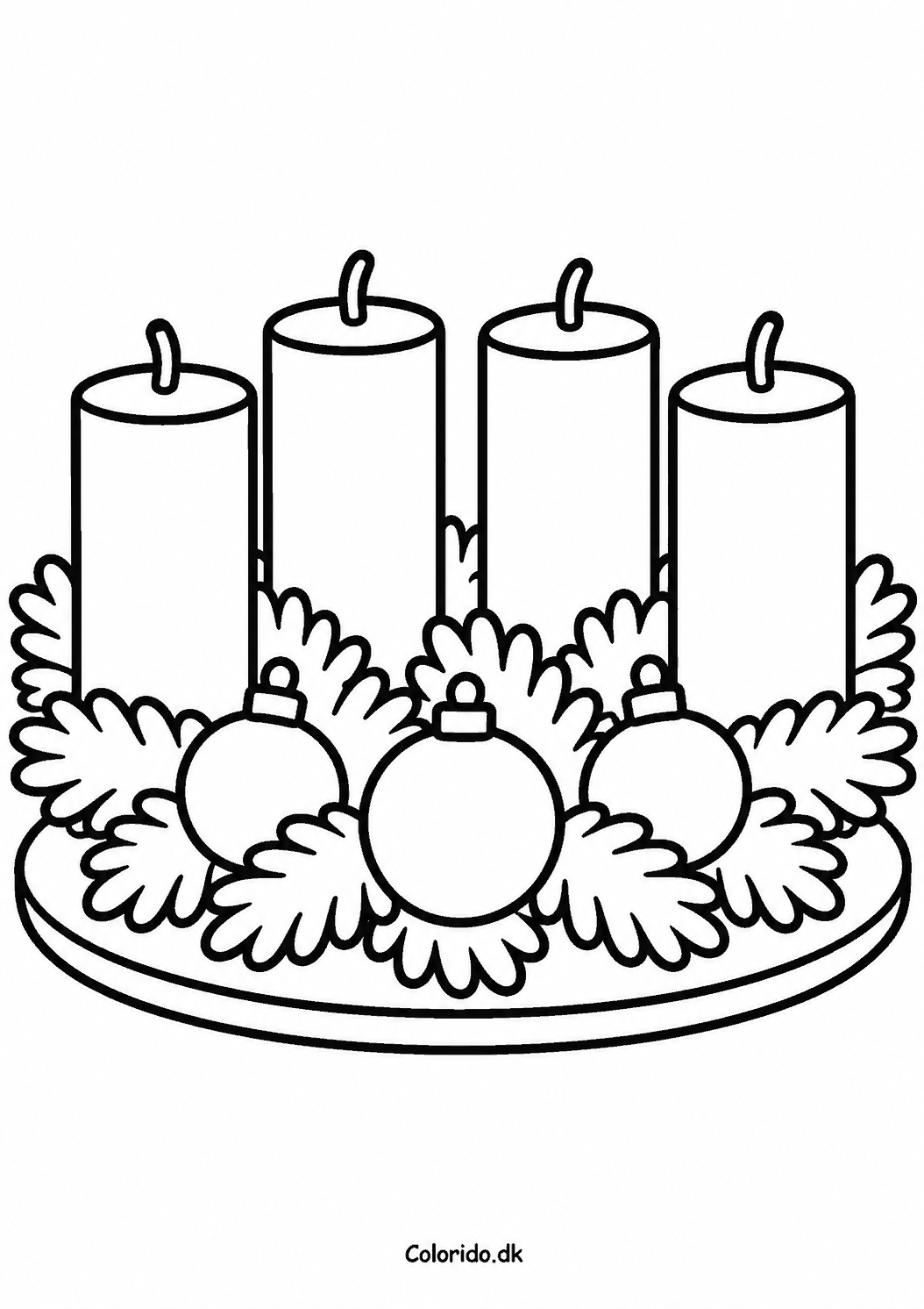 Adventskrans på et fad – nem tegning for de mindste
