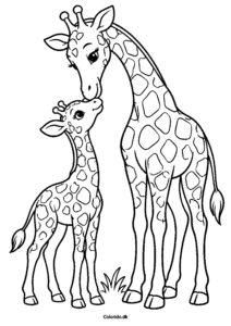 Girafmor og girafunge – tegninger til print