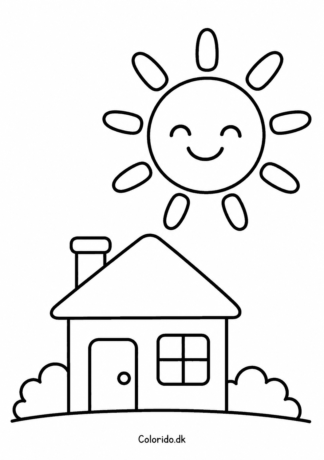 Sol over et lille hus til farvelægning