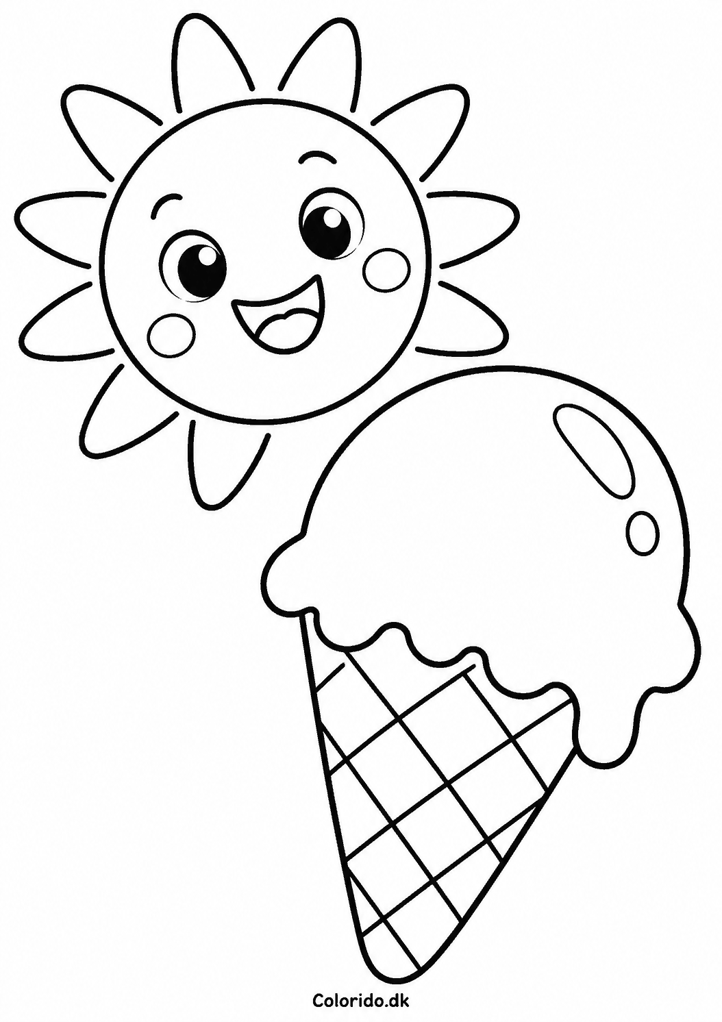 Sol og isvaffel – gratis sommertegning
