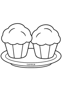To muffins på en tallerken – tegning til print