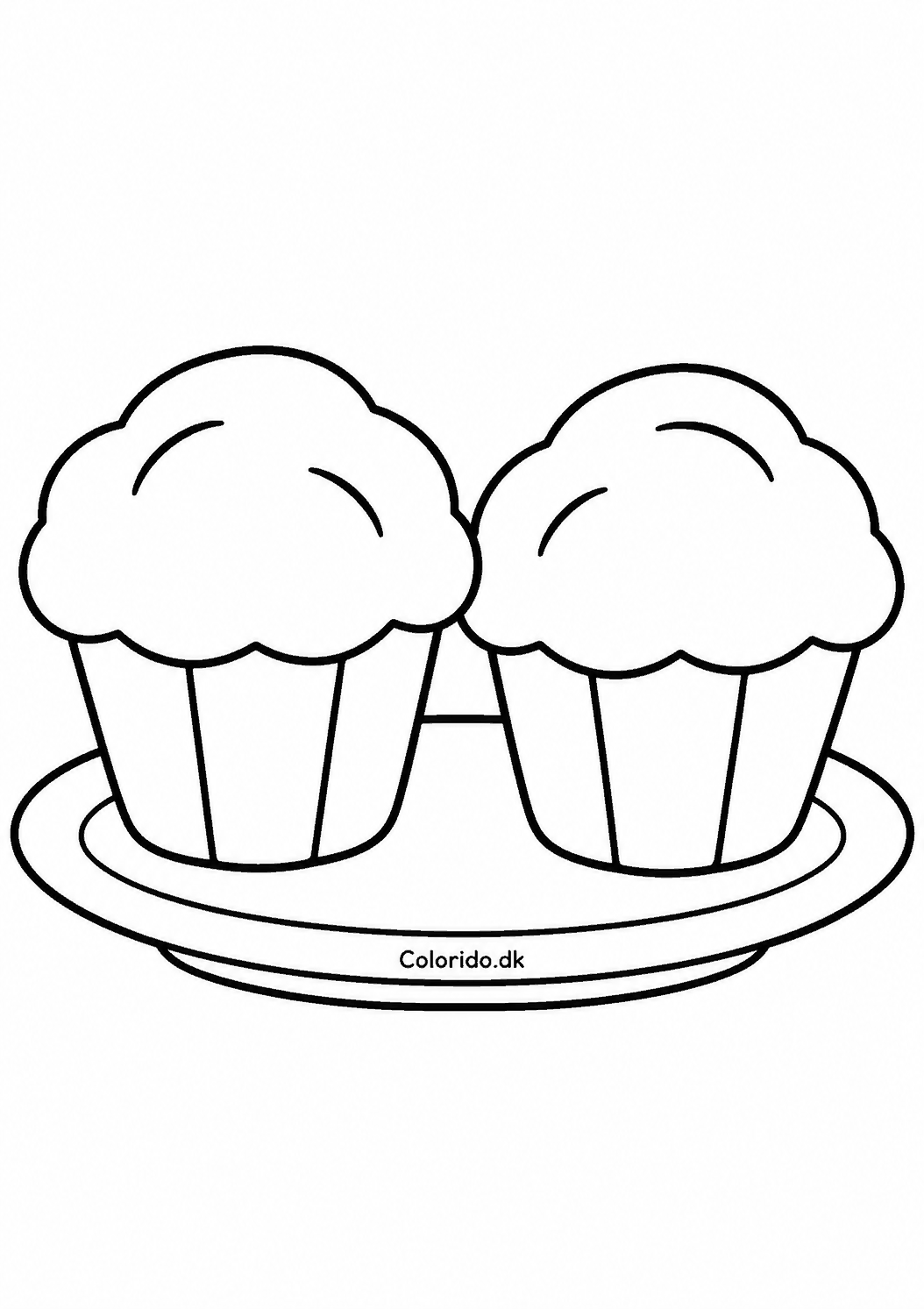 To muffins på en tallerken – tegning til print