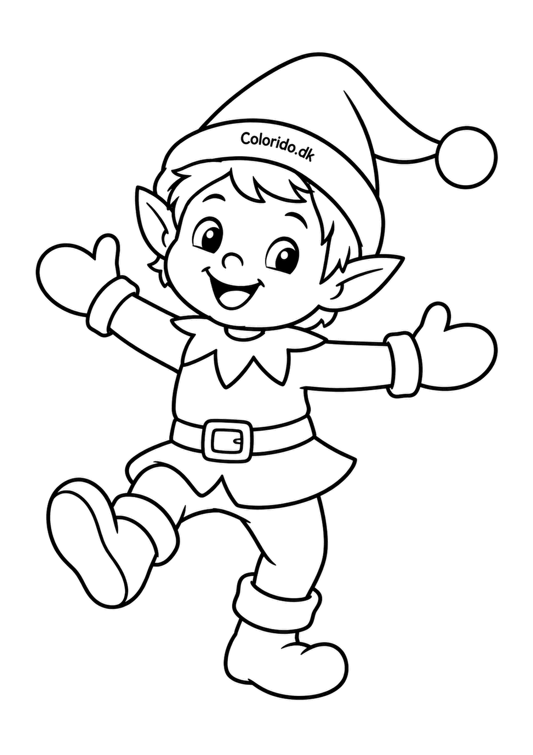 Dansende nisse – let juletegning til print