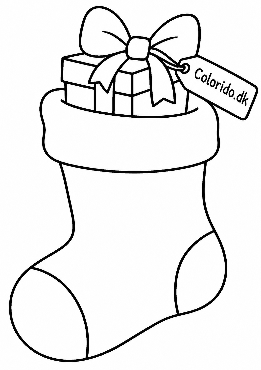 Julesok med gave – tegning for de mindste