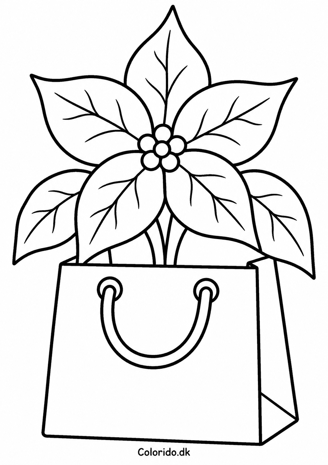 Julestjerne i gavepose – let juletegning til print