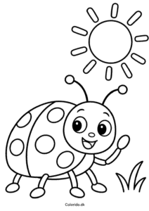 Mariehøne i solen – sommertegning til print