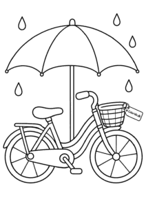 Cykel i regnvejr – gratis tegning