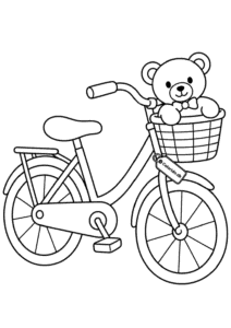 Cykel med bamse i kurven til print