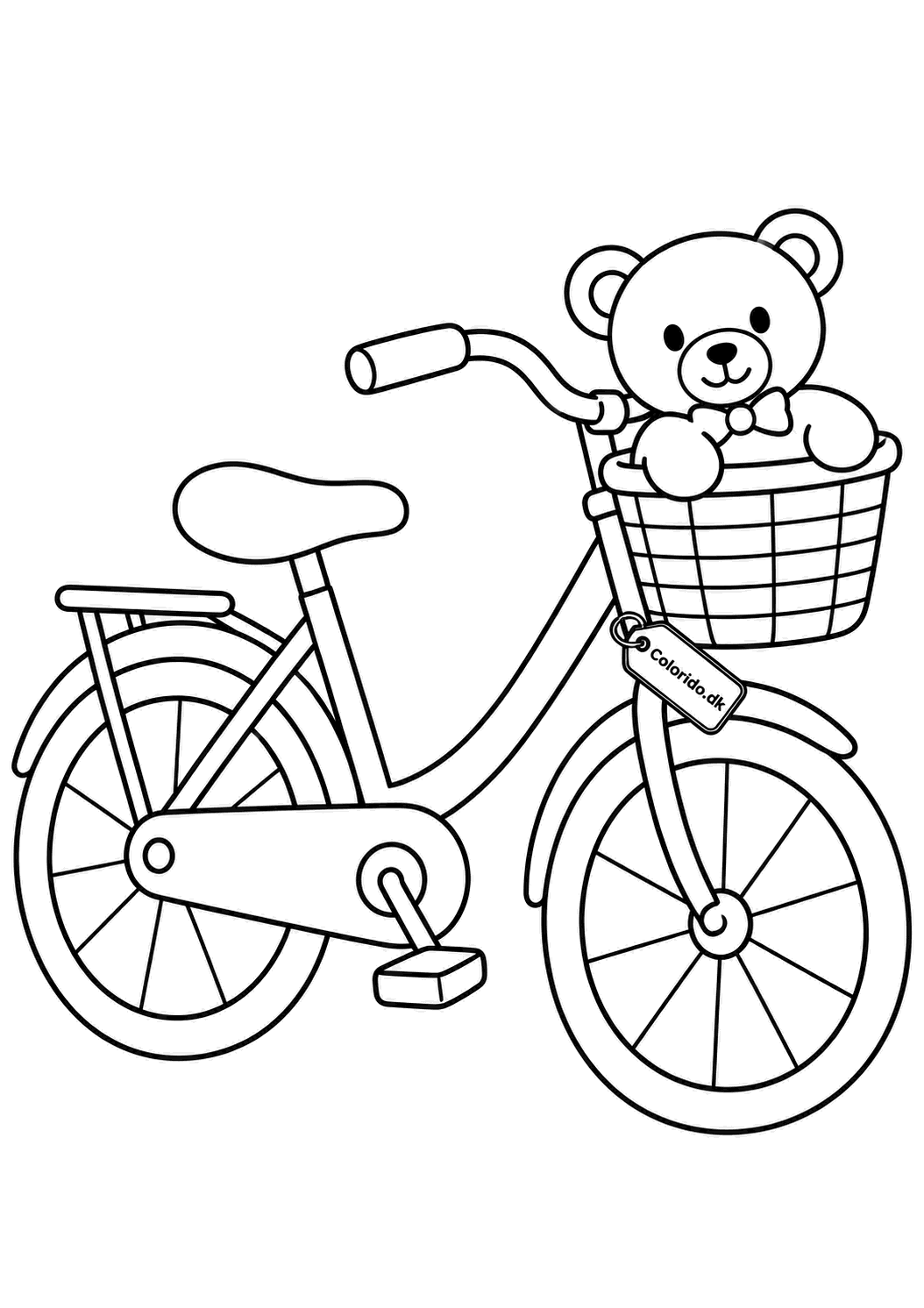 Cykel med bamse i kurven til print