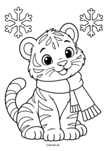 Tiger med halstørklæde – vintertegning til print