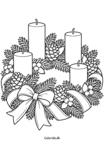 Adventskrans med kogler og bånd til farvelægning